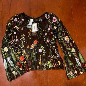 Nasty Gal Mesh Floral Long Sleeve